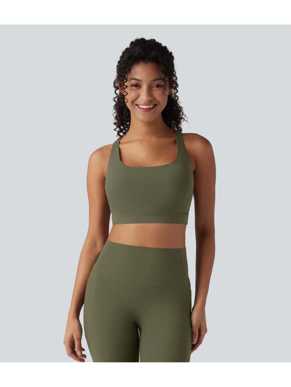 Halara UltraSculpt™ Low Support Push-Up Yoga Sports Bra Green Size Medium - Picture 2 of 8